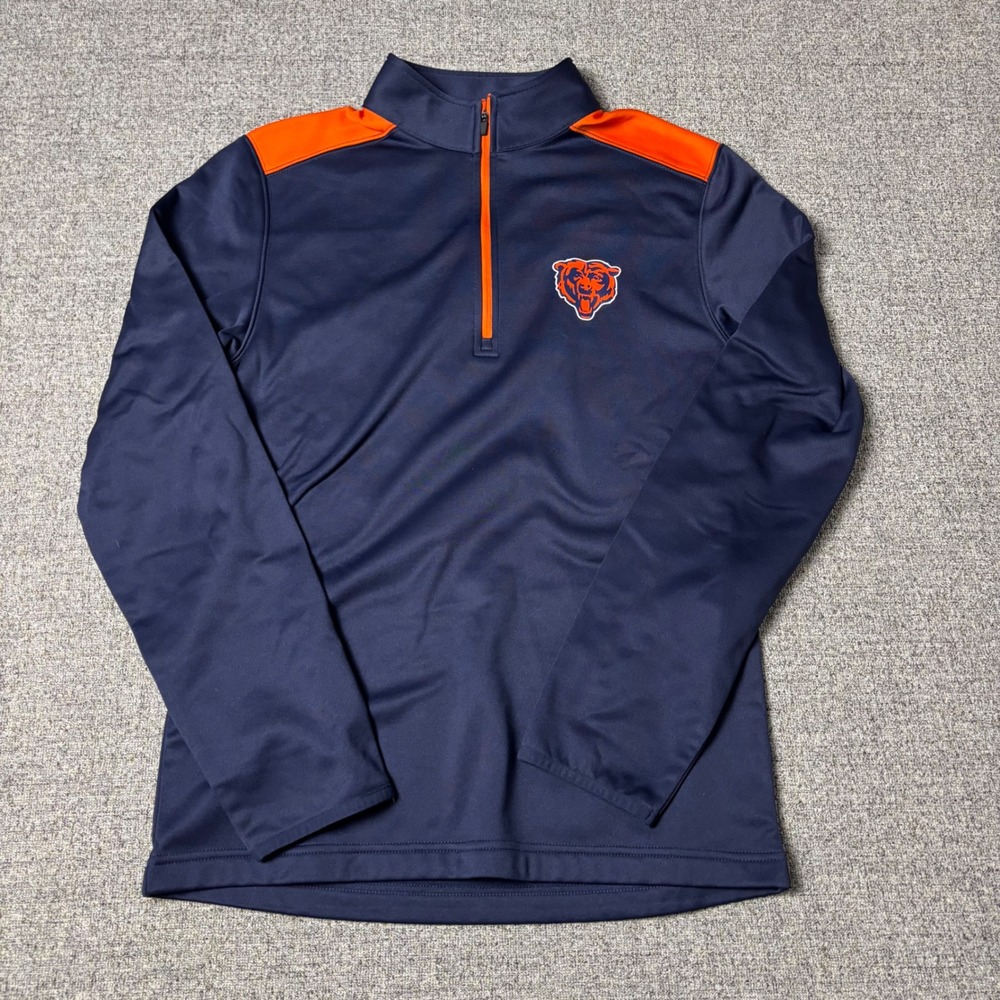 Chicago Bears Pullover Mens Small Navy Blue NFL Football 1/4 Zip Team Apparel